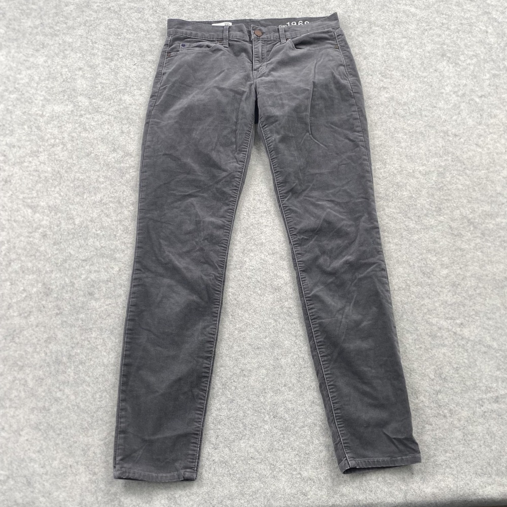 Gap 1969 Legging Jeans Womens 27 (30x27) Gray Charcoal Wash Corduroy Stretch